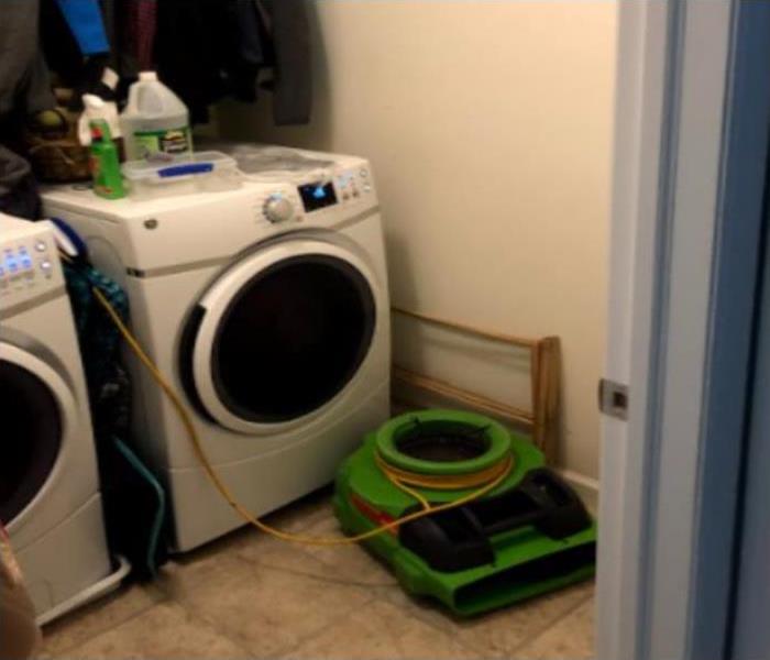 washing machine with an air mover in front of it